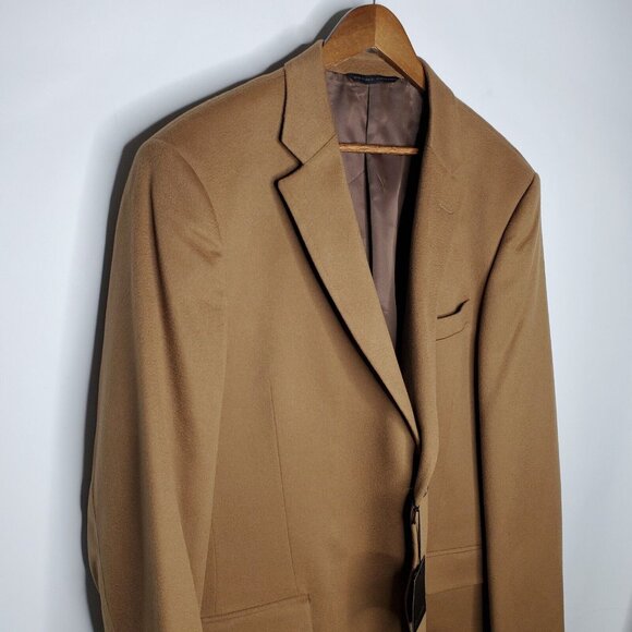 John Nordstrom Mens 100% Colombo Cashmere Tan Sport Coat Size 46XL 2 Button NWt - Picture 2 of 10